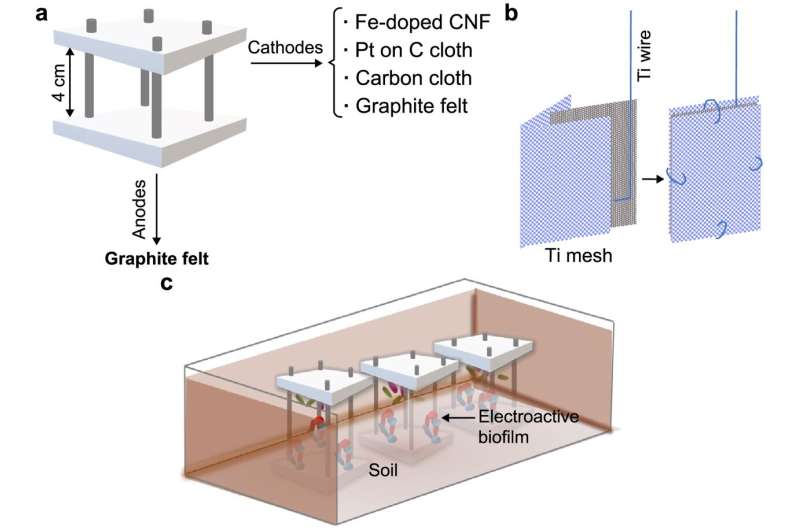 Carbon-based cathodes impact biofilm composition and performance in soil microbial fuel cells